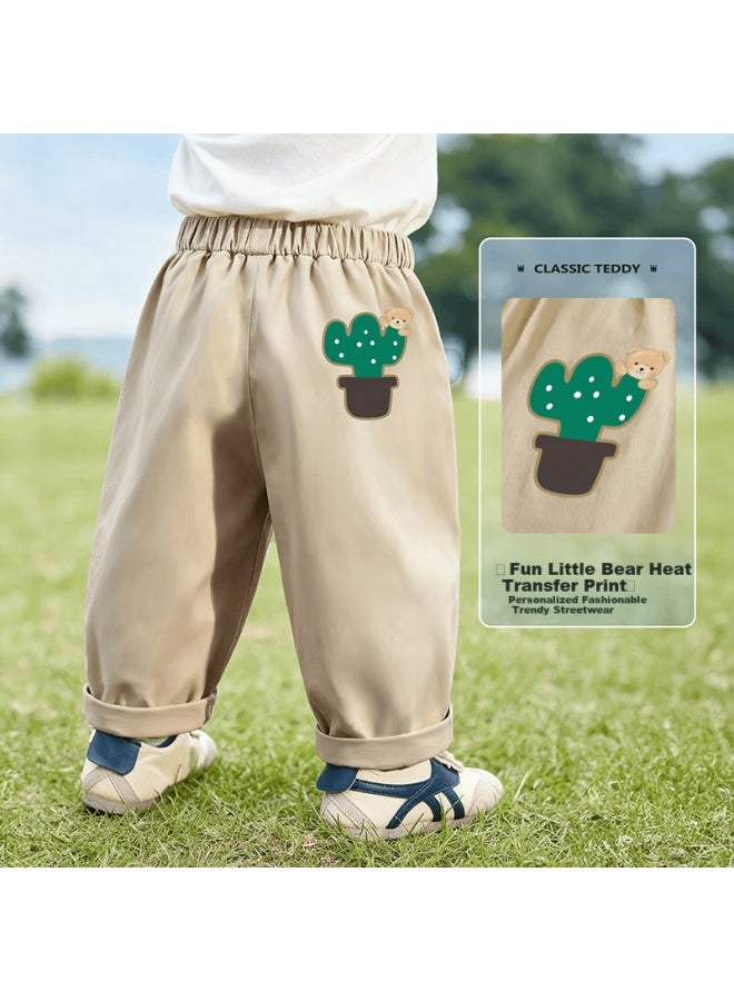 Classic Teddy Boys' Pants Children's Long Pants Kids Spring Antibacterial Casual Khaki 120 - Image 2