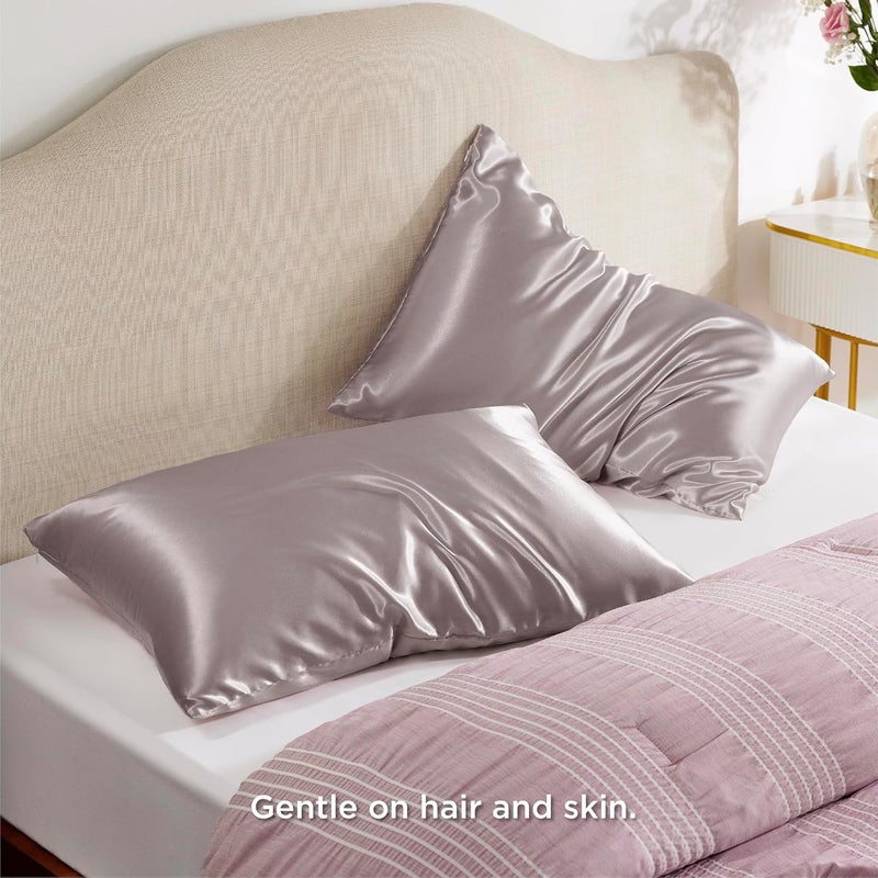 Bedsure Satin Pillowcases for Hair and Skin - Dusty Rose Silky Cooling Pillow Cases Standard Size Set of 2, Super Soft Satin Pillow Covers with Zipper, Gifts for Her or Him, 20x26 Inches - Image 2