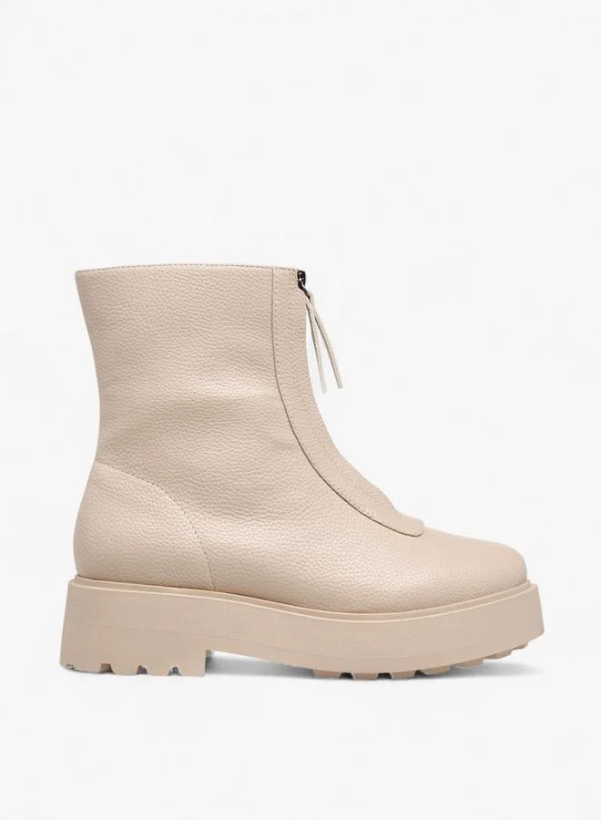 Women's Textured Ankle Boots with Zip Closure