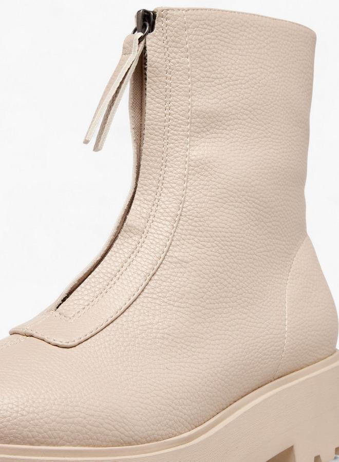 Celeste Women's Textured Ankle Boots with Zip Closure - Image 4