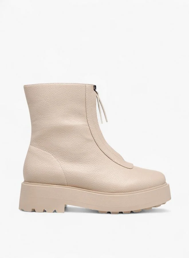 Celeste Women's Textured Ankle Boots with Zip Closure