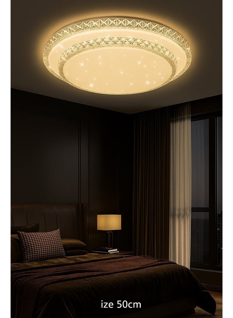 AL THURAYAT Round LED ceiling light 50cm, modern luxury interior decoration for the home, made of acrylic, with 3 lighting colors, suitable for the bedroom, living room, and dining room. - Image 5