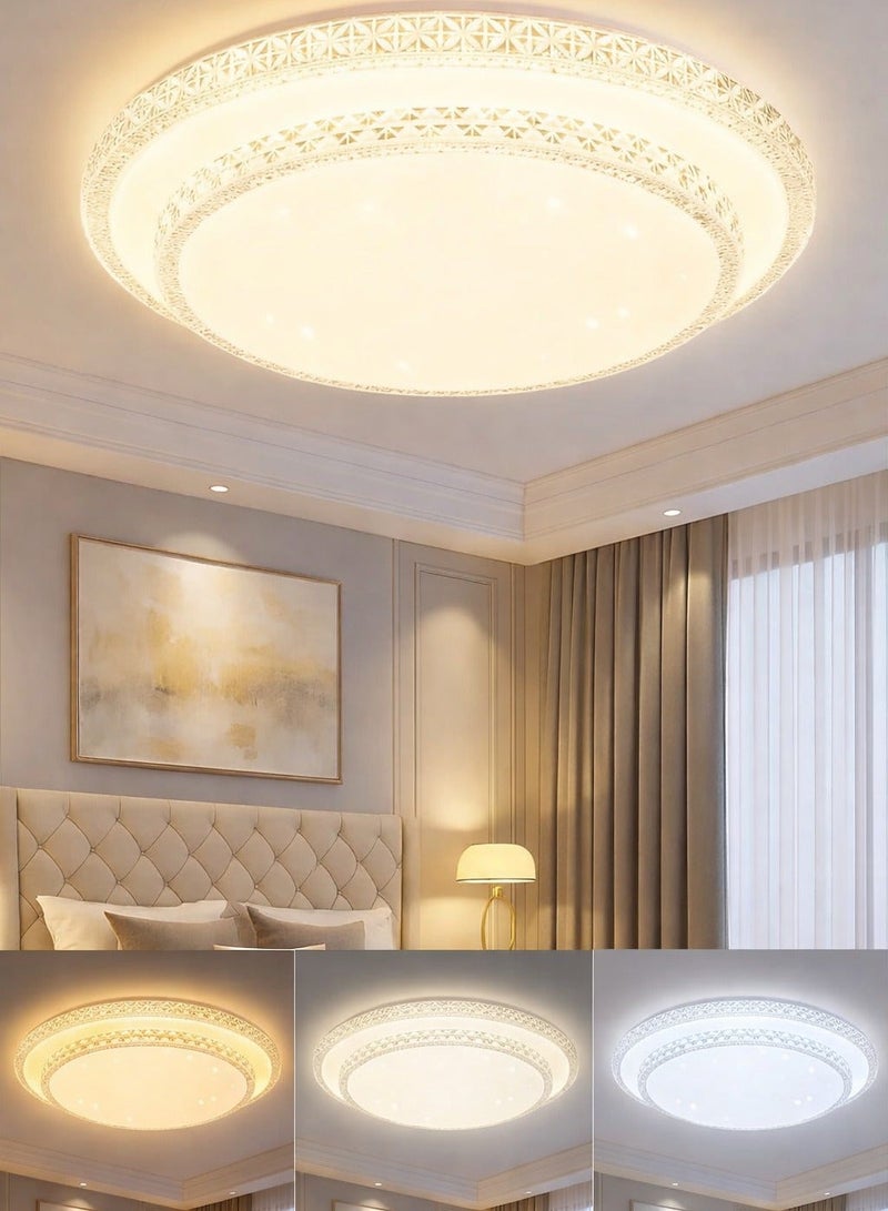 مودي مصباح سقف LED دائري 50 سم فائق السطوع – 3 ألوان إضاءة (أبيض دافئ / طبيعي / بارد) – تصميم عصري فاخر – إضاءة قوية مثالية للصالة وغرف النوم - Image 2