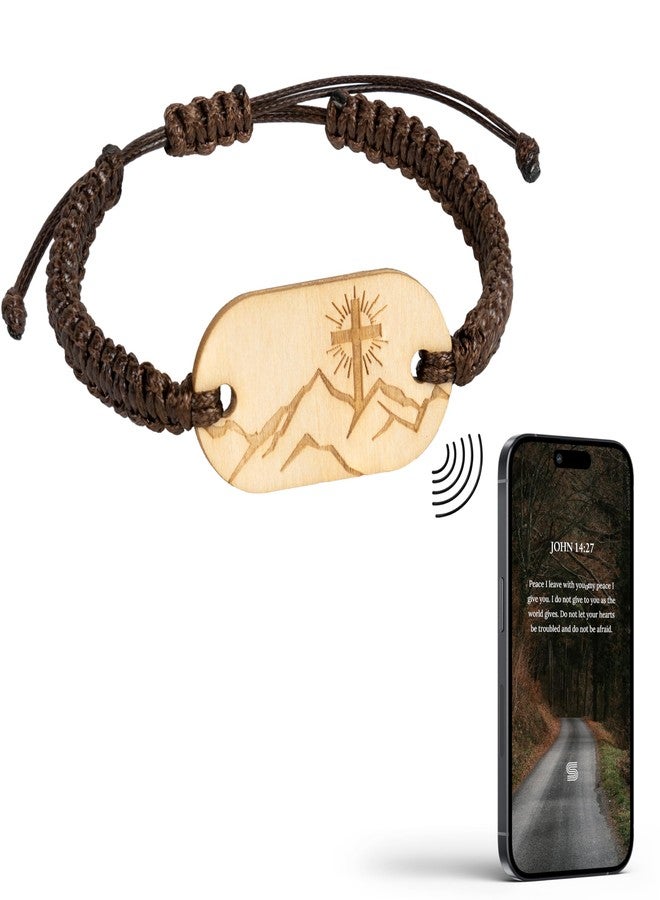 Sensemory Handmade Daily Bible Verse Bracelets Scan, Tap Phone Everyday Wearable Scripture Jesus Faith God Band, Christmas God Religious Gifts For Women, Men, Prayer (Mountain) - Image 1
