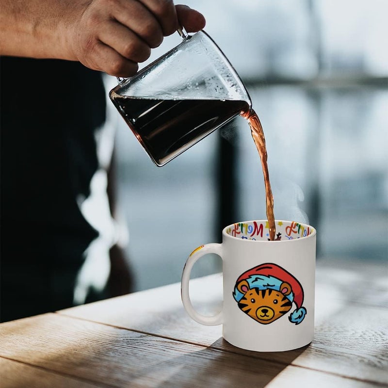 Style In Print Ceramic Christmas Coffee Mug 11 Ounces Cute Cartoon Tiger with Santa Cap Style B Funny Tea Cup Christmas Santa Cap Design Only Design Only - Image 4