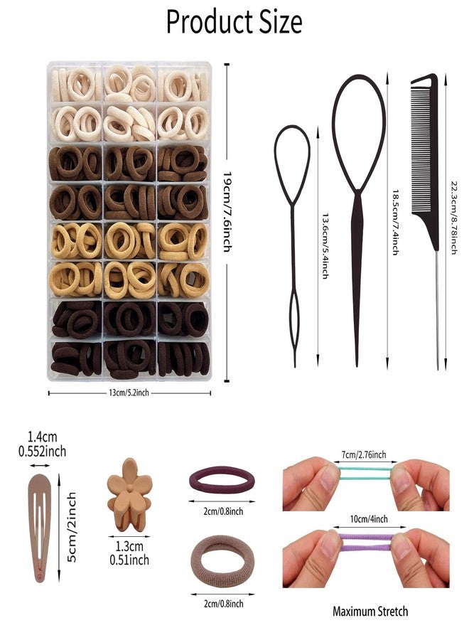 ELEMIRSA Hair Accessories for Girls, Brown Baby Hair Ties 0.8 Inch Soft Thick Seamless Cotton Hair Bands for Baby Girls Kids with Hair Clips - Image 4