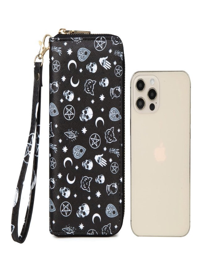 Fanwill Women's Gothic Skull Wallet with Detachable Wristlet Strap - Faux Leather Coffin Clutch, Card Holder Phone Wallet for Goth Alternative Fashion - Image 3