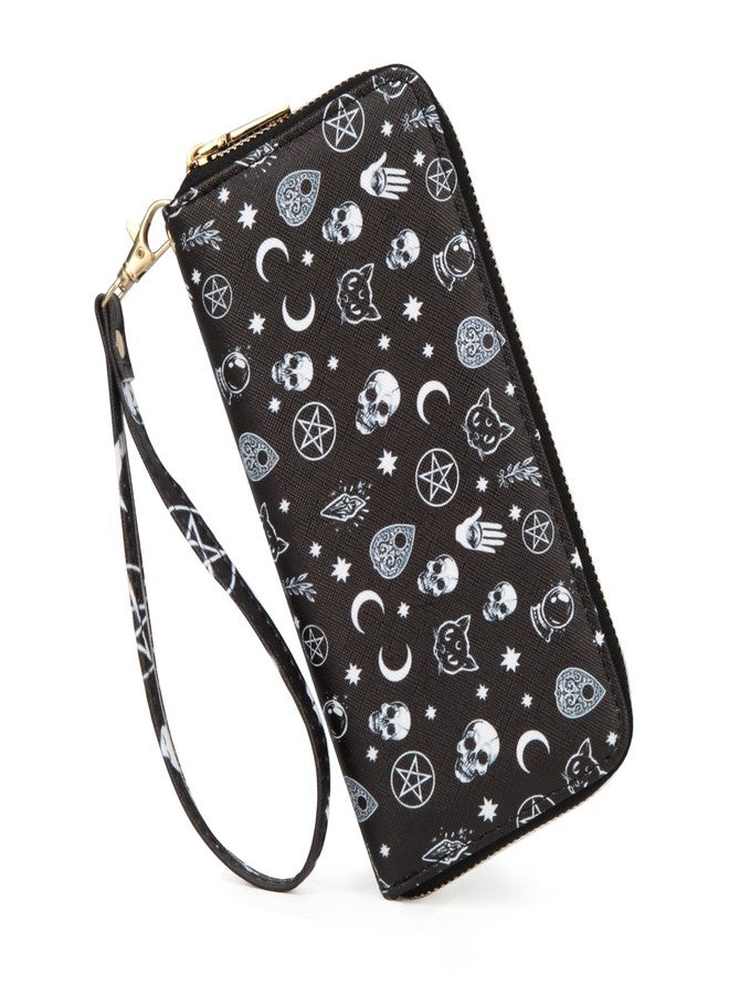 Fanwill Women's Gothic Skull Wallet with Detachable Wristlet Strap - Faux Leather Coffin Clutch, Card Holder Phone Wallet for Goth Alternative Fashion - Image 1