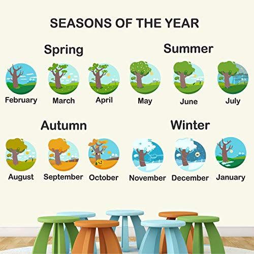 StickMe '4 Seasons in A Year - Kids - Learning - Education - Nursery School - Kinder Garden - Baby Wall Sticker' -SM650 (Multi Colour, Vinyl - 120cm X 60 cm) - Image 1
