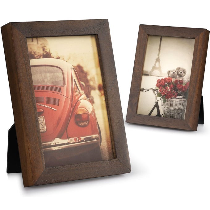 4X6 PICTURE FRAME PACK OF 2 PHOTO FRAME WITH REAL GLASS SOLID WOOD RUSTIC PICTURE FRAMES 4X6 DISPLAY FOR WALL DECOR VINTAGE WALNUT