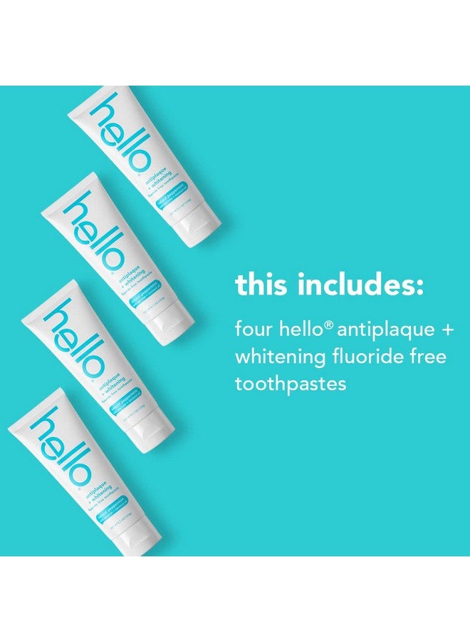 Hello Antiplaque And Whitening Fluoride Free Toothpaste Natural Peppermint Flavor Sls Free Gluten Free Peroxide Free Vegan 4.7 Ounce (Pack Of 4) - Image 2