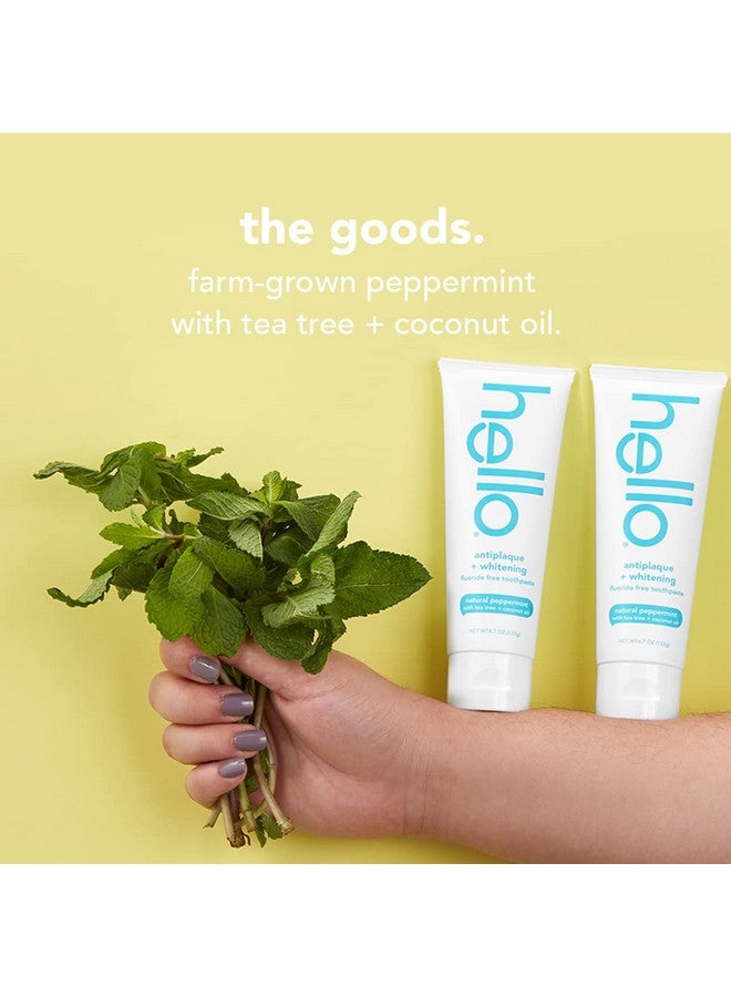 Hello Antiplaque And Whitening Fluoride Free Toothpaste Natural Peppermint Flavor Sls Free Gluten Free Peroxide Free Vegan 4.7 Ounce (Pack Of 4) - Image 4
