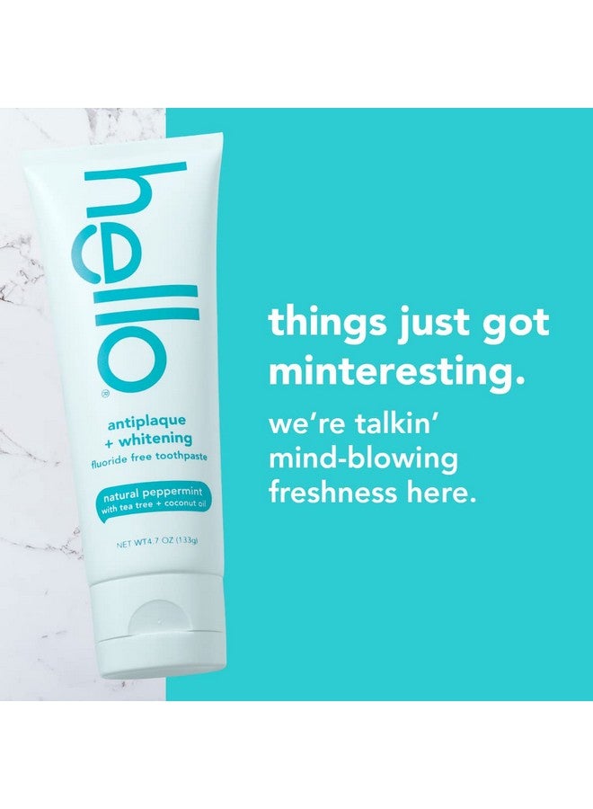 Hello Antiplaque And Whitening Fluoride Free Toothpaste Natural Peppermint Flavor Sls Free Gluten Free Peroxide Free Vegan 4.7 Ounce (Pack Of 4) - Image 3