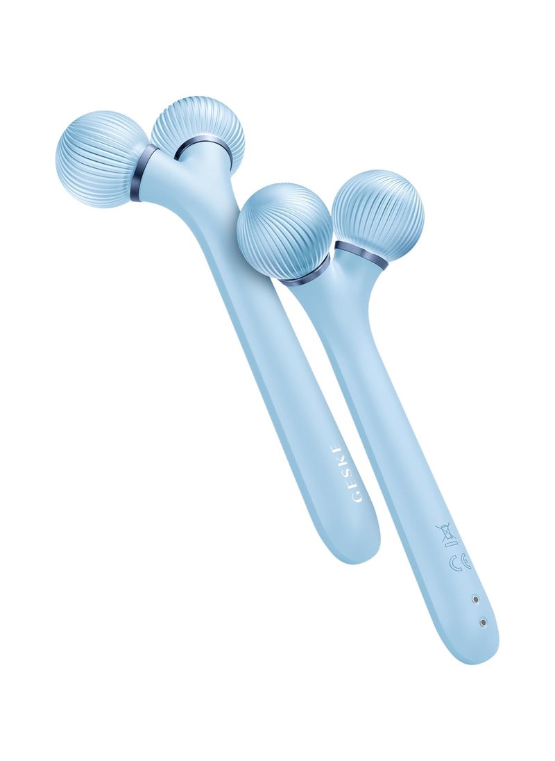SmartAppGuided Sonic Facial Roller | 4 in 1 | Device for Face | Dermaroll | Professional Face Roller | Tightens and Defines the Skin on the Face - Aquamarine