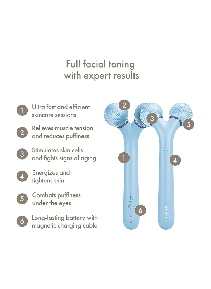 GESKE SmartAppGuided Sonic Facial Roller | 4 in 1 | Dermaroller | Device for Face | Dermaroll | Professional Face Roller | Tightens and Defines the Skin on the Face - Aquamarine