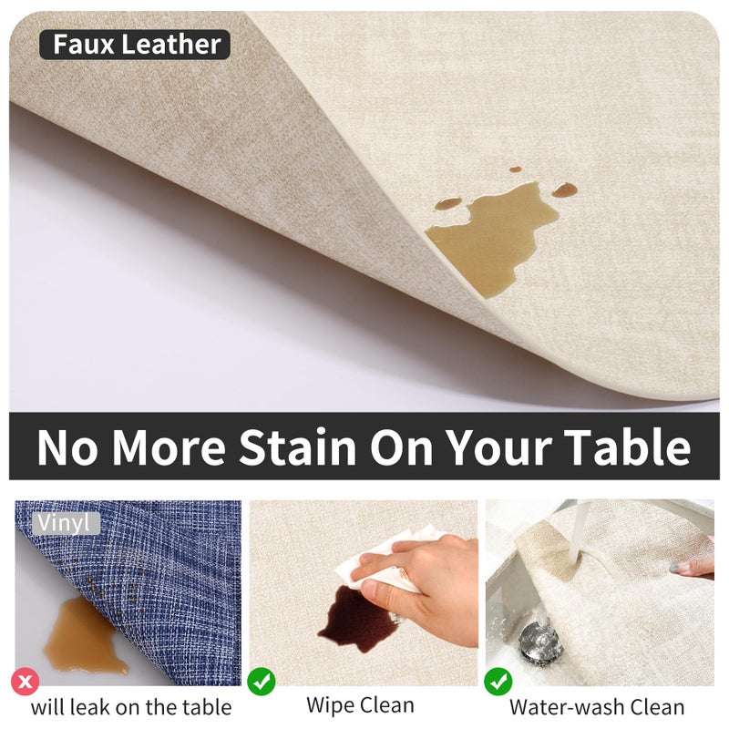 Maxpearl Round Placemats Set of 6, 13.8 inch Faux Leather Heat Resistant Table Mats, Non Slip Waterproof Wipeable Place Mats for Kitchen Dining Holiday Party Table Settings, Beige - Image 3