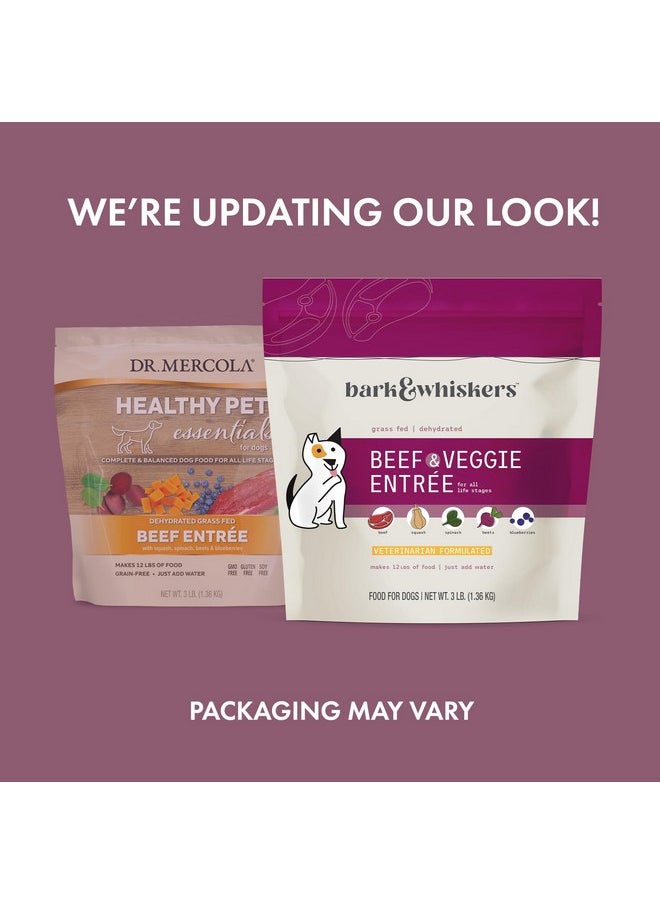 Dr. Mercola - Dr. Mercola Bark & Whiskers Dehydrated Beef and Veggie Entrée, 3 lb., Makes 12 lbs. of Food for Dogs, Digestive Support, Vet Formulated, Non-GMO - Image 1