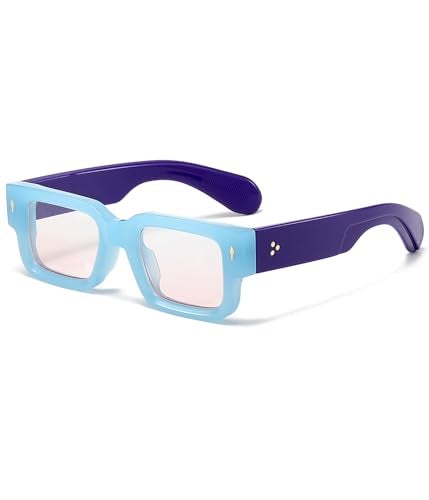 EYLRIM Thick Frame Square Sunglasses for Women Men Chunky Rectangle Sun Glasses Black Shades UV400 Protection08 BlueGradient Pink - Image 1