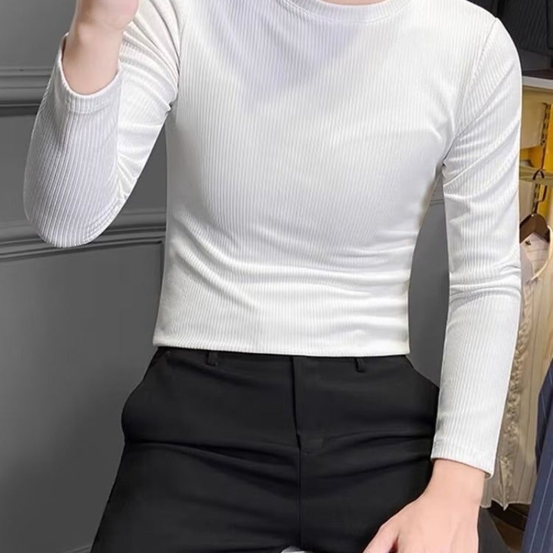 Autumn Long-Sleeved T-Shirt Men'S Tight Korean-Style Stretch T-Shirt Slim-Fit Trendy Bottoming Shirt Men'S Top Fashion Brand T - Image 4