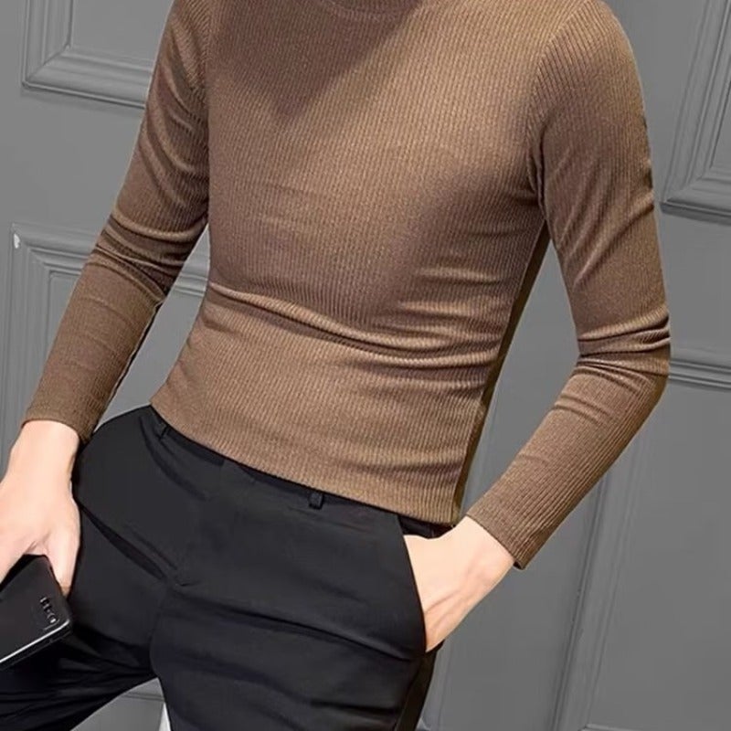 Autumn Long-Sleeved T-Shirt Men'S Tight Korean-Style Stretch T-Shirt Slim-Fit Trendy Bottoming Shirt Men'S Top Fashion Brand T - Image 1