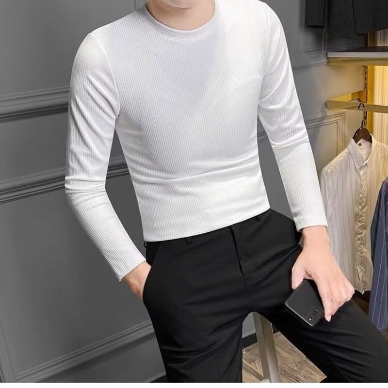 Autumn Long-Sleeved T-Shirt Men'S Tight Korean-Style Stretch T-Shirt Slim-Fit Trendy Bottoming Shirt Men'S Top Fashion Brand T - Image 5