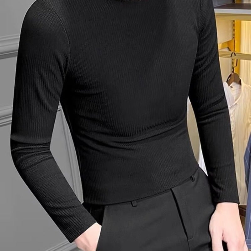 Autumn Long-Sleeved T-Shirt Men'S Tight Korean-Style Stretch T-Shirt Slim-Fit Trendy Bottoming Shirt Men'S Top Fashion Brand T - Image 3