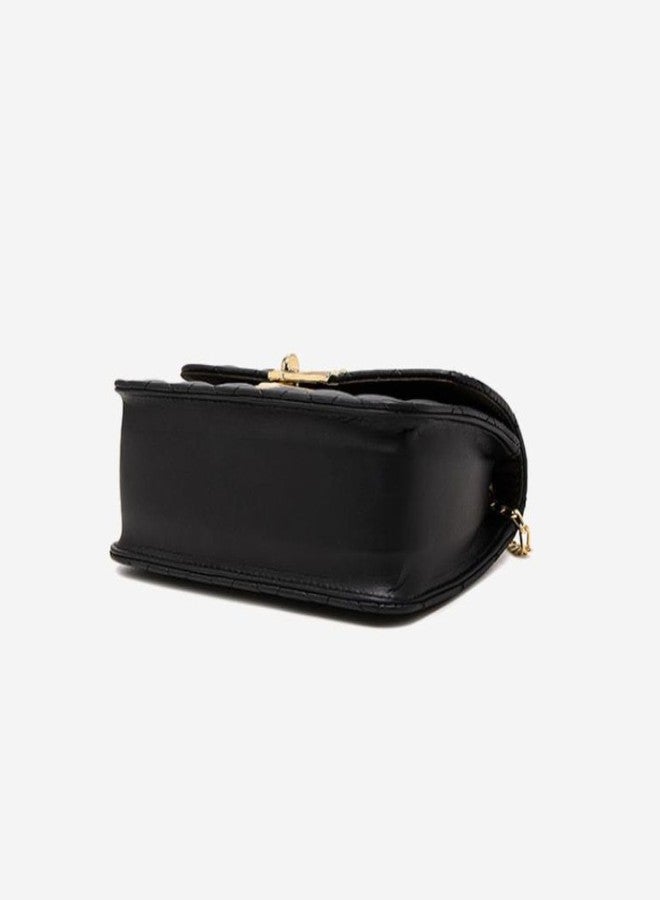 LIKE STYLE Quilted Evening Crossbody Sling Bag for Women, Metallic Strap (BLACK) - Image 5