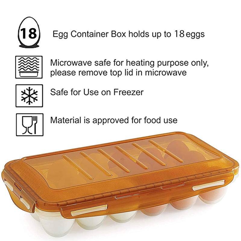 House Care House Care Egg Tray Plastic for Fridge and Oven Egg Storage Box Egg Storage Container with Lid for 18 Egg pcs Set of 1Any Color Will be Sent Clear Light Brown Yellow Dark Brown  - Image 5