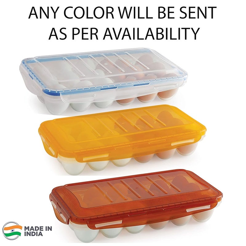 House Care House Care Egg Tray Plastic for Fridge and Oven Egg Storage Box Egg Storage Container with Lid for 18 Egg pcs Set of 1Any Color Will be Sent Clear Light Brown Yellow Dark Brown  - Image 4