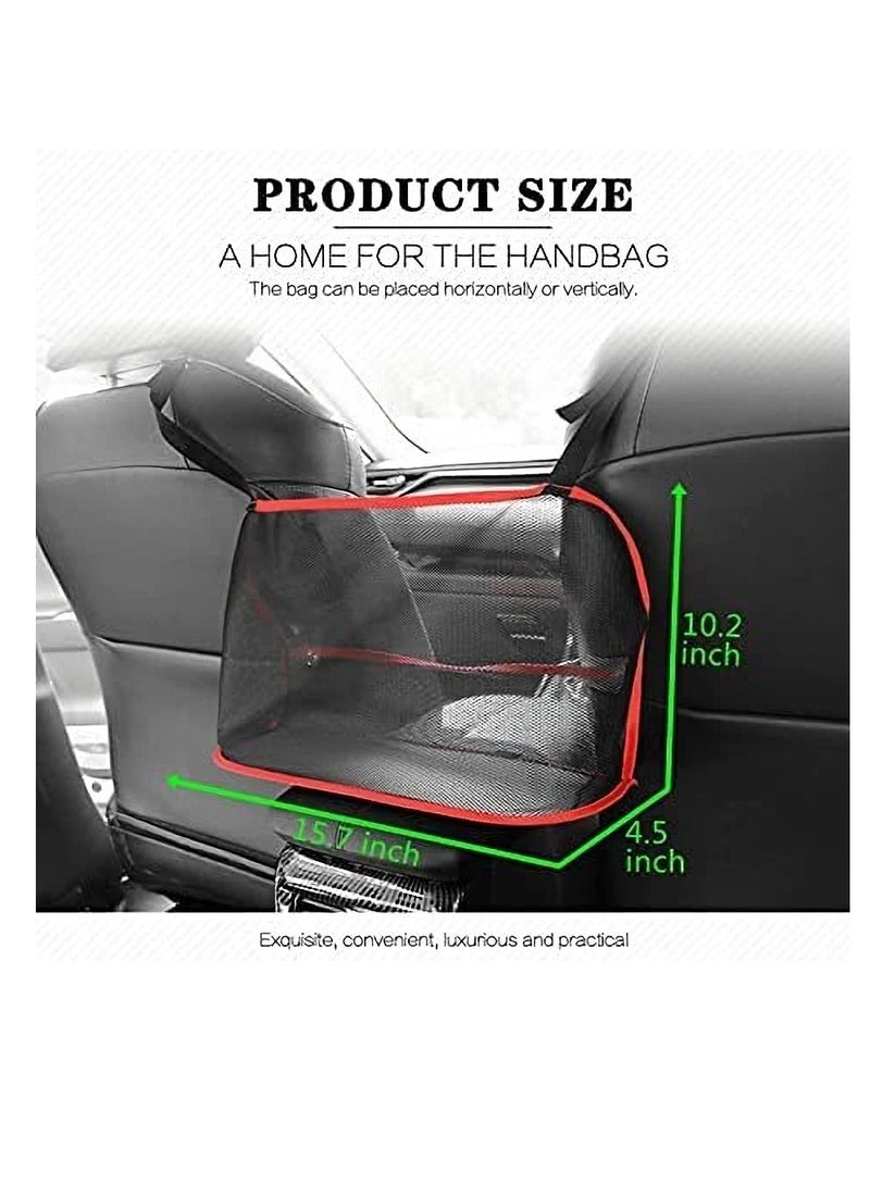 Excefore Car Net Pocket Handbag Holder Between Seats, Car Storage Netting Pouch for Purse Storage Phone Documents Pocket, Large Capacity Car Net Bag Barrier of Back Seat Pet Kids - Image 5