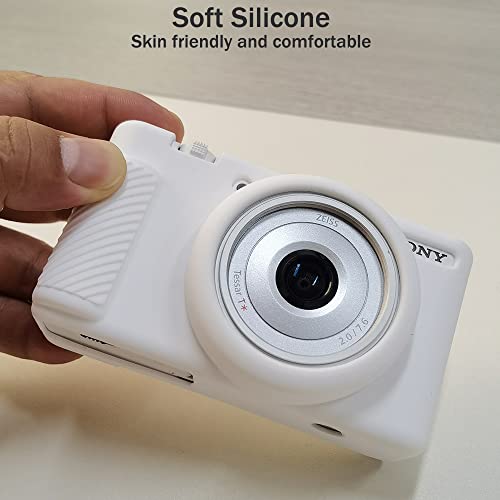 Pocoukate Case for Sony ZV-1F, ZV-1 II/ZV-1M2 Vlog Camera, ZV1F Camera Silicone Cover Skin, Anti-Scratch Slim Fit Soft Sleeve with ZV1 F Screen Protector- White - Image 2