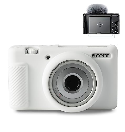 Pocoukate Case for Sony ZV-1F, ZV-1 II/ZV-1M2 Vlog Camera, ZV1F Camera Silicone Cover Skin, Anti-Scratch Slim Fit Soft Sleeve with ZV1 F Screen Protector- White - Image 1
