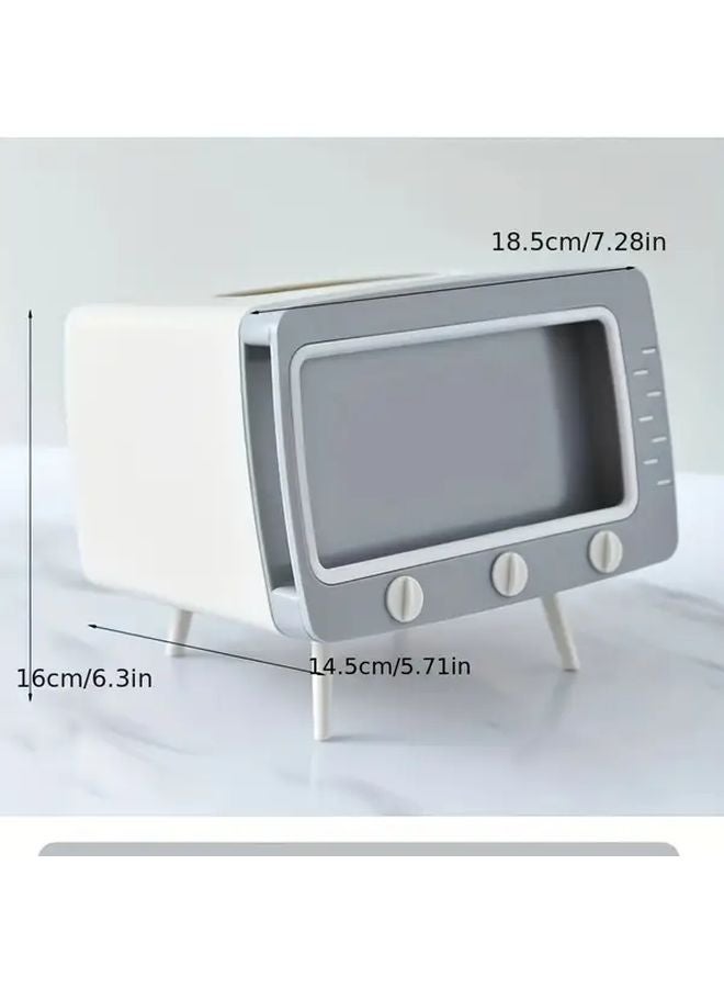 حامل علبة المناديل على شكل تلفزيون قديم مع حامل هاتف باللون الوردي - ديكور منزلي كلاسيكي - Image 4