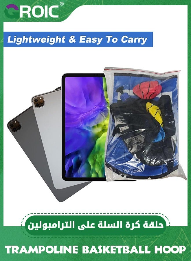 GROIC Trampoline Basketball Hoop, Trampolines Basketball Game for Dunking Trampoline Basketball Attachment with 1 Mini Basketballs and 1 Pump, Trampoline Accessory for Kids Indoor Outdoor - Image 4