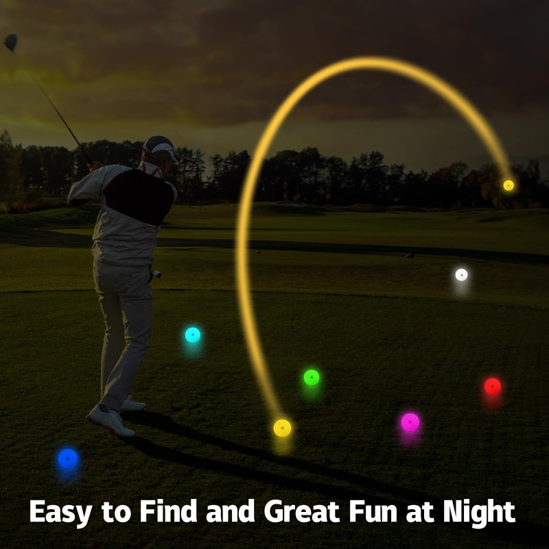 THIODOON Glow in The Dark LED Balls - 7 Colors, No Timer, Easy On/Off, 6 Pack for Night Golf - Image 5