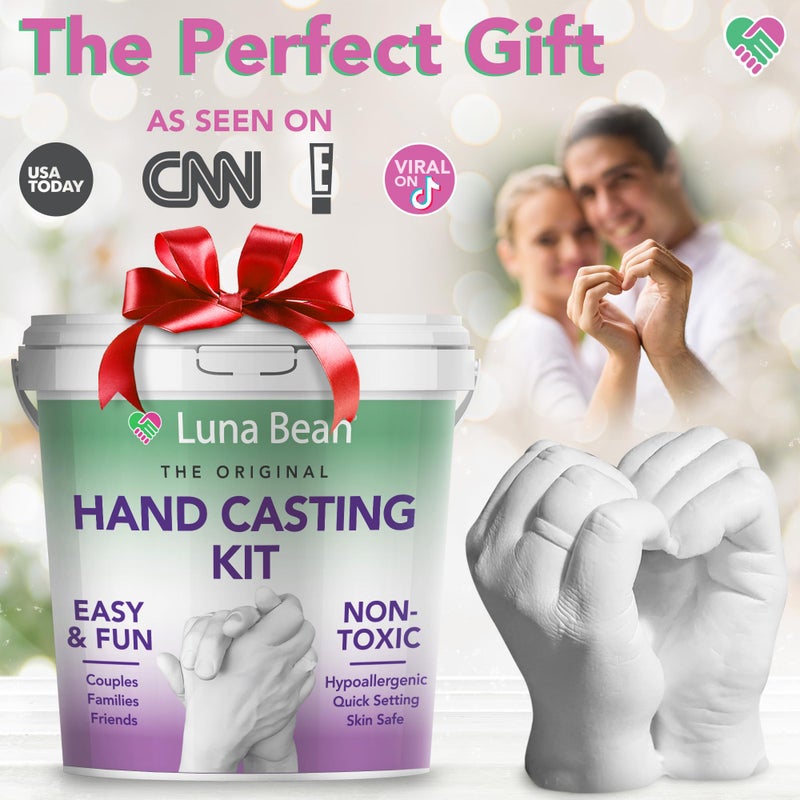 Luna Bean Hand Casting Kit â€“ The Original Hand Mold Kit for Couples â€“ Gifts for Her and Him - Anniversary Engagement Birthday Gifts for Women Men Mom Wife Boyfriend Girlfriend Wedding Bridal Shower - Image 2