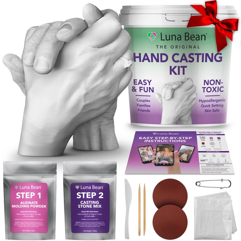Luna Bean Hand Casting Kit â€“ The Original Hand Mold Kit for Couples â€“ Gifts for Her and Him - Anniversary Engagement Birthday Gifts for Women Men Mom Wife Boyfriend Girlfriend Wedding Bridal Shower - Image 1
