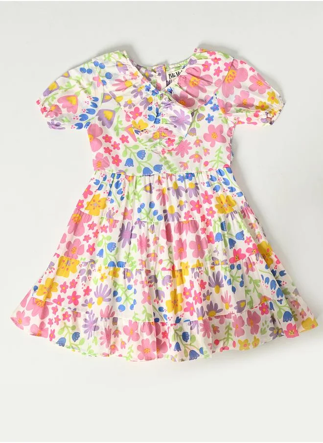 بيلا مودا All-Over Floral Print V Neck Tiered Dress