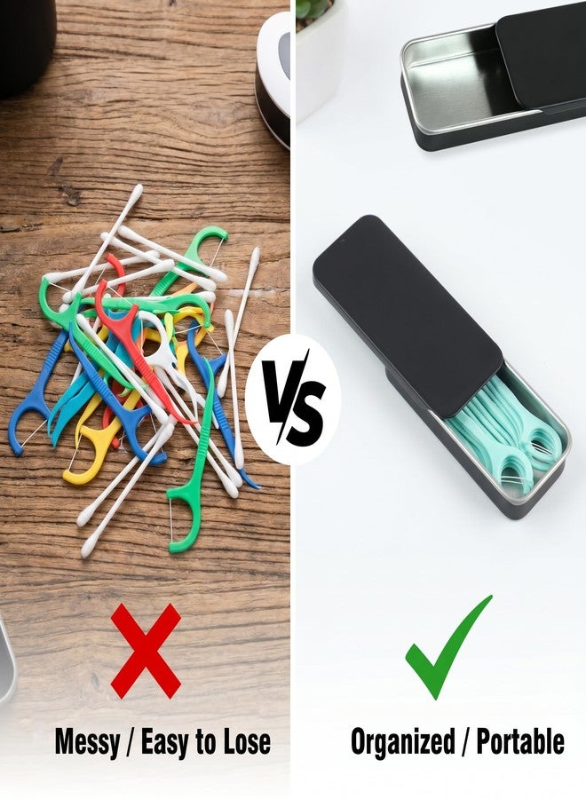 Vagocom 2Pcs Portable Metal Toothpicks Holder, Empty 3.15*1.3*0.51inch / 8*3.3*1.3cm Reusable Toothpick Case, Toothpick Holder Dispenser for Travel,Outdoor(Black) - Image 2