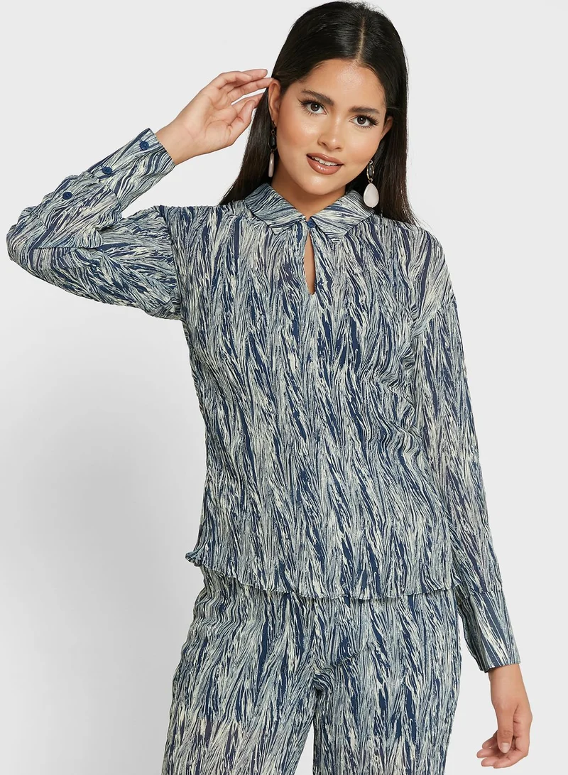 WHISTLES Keyhole Printed Top