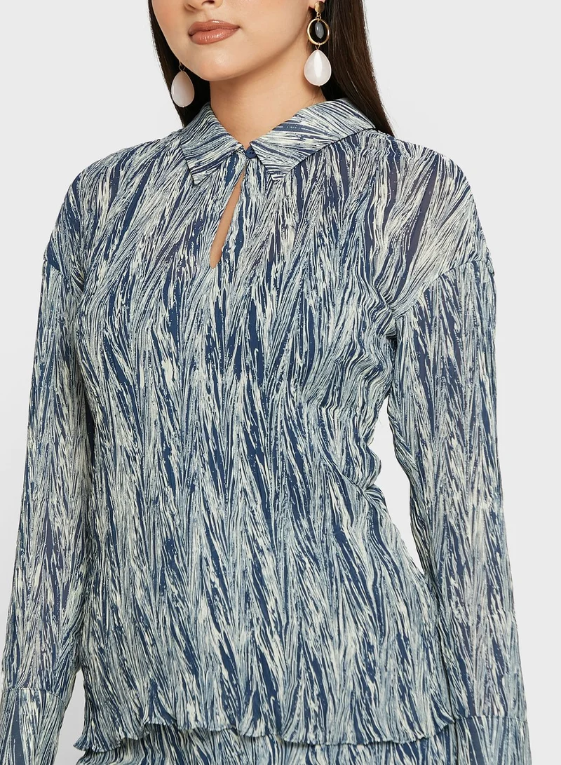 WHISTLES Keyhole Printed Top