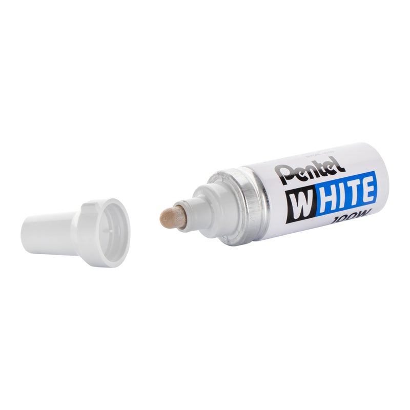 Pentel Permanent Marker, White, Broad Point, 1 Pack (100W) - Image 3