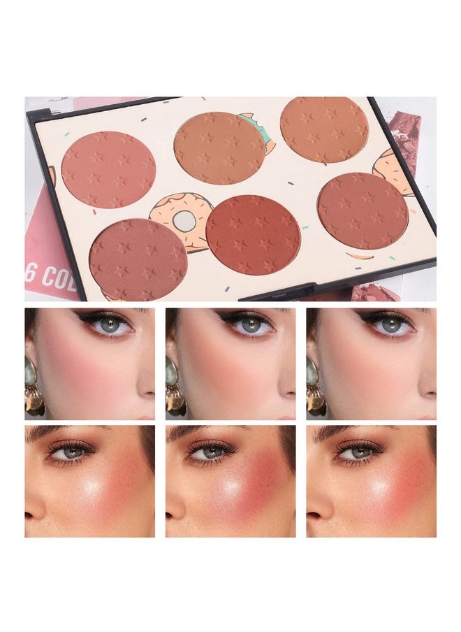 KYDA 6 Colors Face Blush Palette, Matte Shimmer Blush Palette, Smooth Blendable Powder Blush, Contour Highlighter Blush Multiuse Makeup Palette-Set A  - Image 1