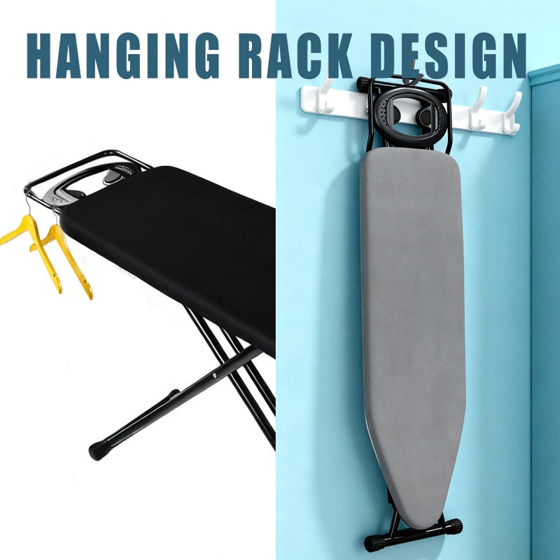 Doardire Ironing Board Full Size, Heat Resistant Cover Iron Board with Steam Rest, Ultra Thick Padding, Height Adjustable Heavy Sturdy Metal Frame Legs Ironing Stand,Non-Slip Foldable (54"x13", Round Rest) - Image 4
