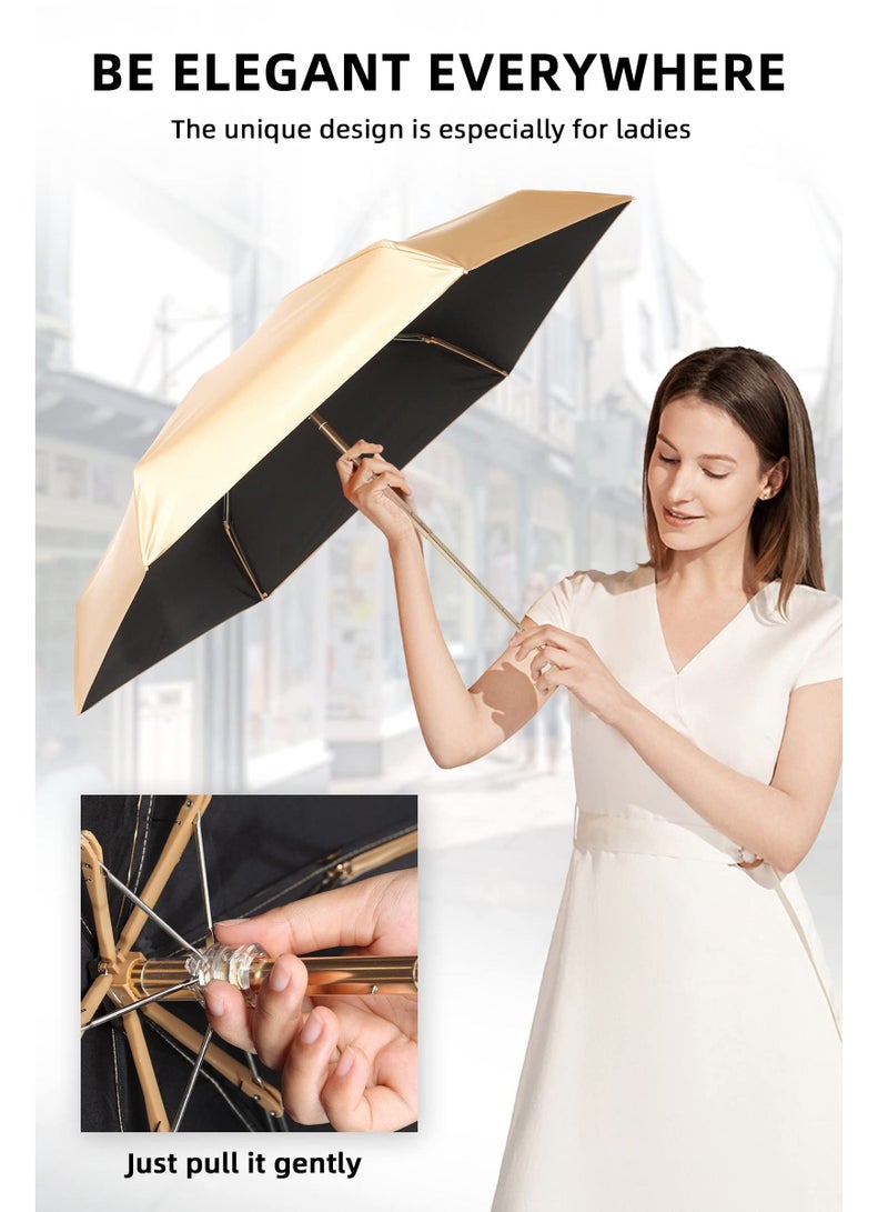 KASTWAVE Ladies Umbrella, Mini Compact Travel Folding Umbrellas Travel Mini Umbrella for Purse UV Umbrella Protection Lightweight Umbrella for Women - Image 4
