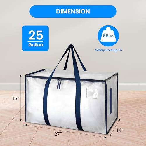 Simple Deluxe 6 Pack Extra Large Moving Bags with Lids Reinforced Handles and Zippers Heavy Duty Storage Tote for Moving Travel Camping Space Saving White - Image 3