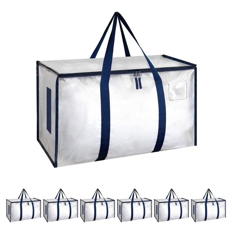 Simple Deluxe 6 Pack Extra Large Moving Bags with Lids Reinforced Handles and Zippers Heavy Duty Storage Tote for Moving Travel Camping Space Saving White - Image 2