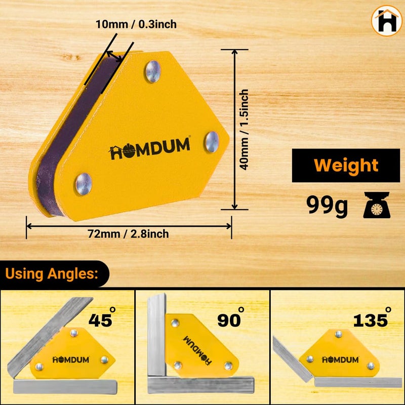 Homdum مجموعة مشابك لحام مغناطيسية بزاوية متعددة 6 قطع مع 2 قطعة من المربعات السهمية 3 بوصة و 4 قطع من المربعات السهمية الصغيرة مع مغناطيس قوي لسحب دقيق في أعمال التصنيع - Image 3