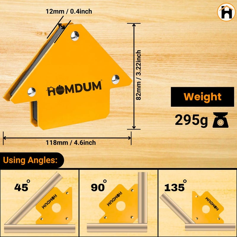 Homdum مجموعة مشابك لحام مغناطيسية بزاوية متعددة 6 قطع مع 2 قطعة من المربعات السهمية 3 بوصة و 4 قطع من المربعات السهمية الصغيرة مع مغناطيس قوي لسحب دقيق في أعمال التصنيع - Image 2