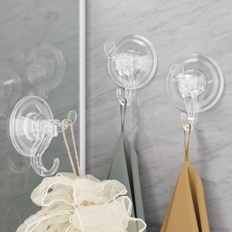 Antimbee 3 Pack Suction Cup Hooks, Clear Suction Cup Hanger, Removable Small Suction Cups for Shower, Bathroom, Glass, Door, Windows, Kitchen-Max Hanging up to 11 lbs on Smooth Surface - Image 2